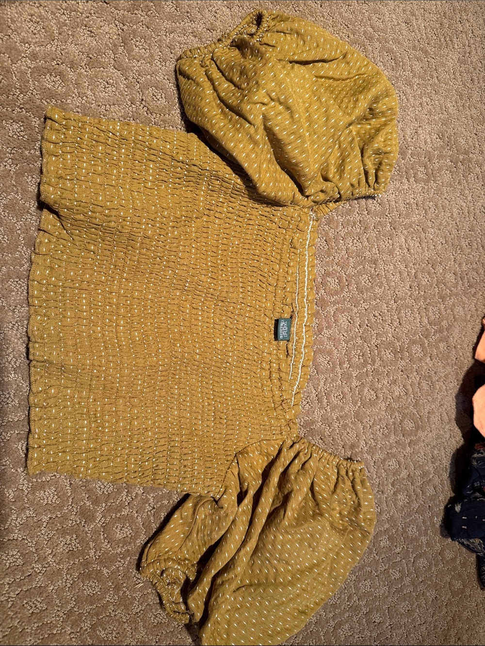 wild fable Mustard Yellow Smocked Off-Shoulder Crop Top